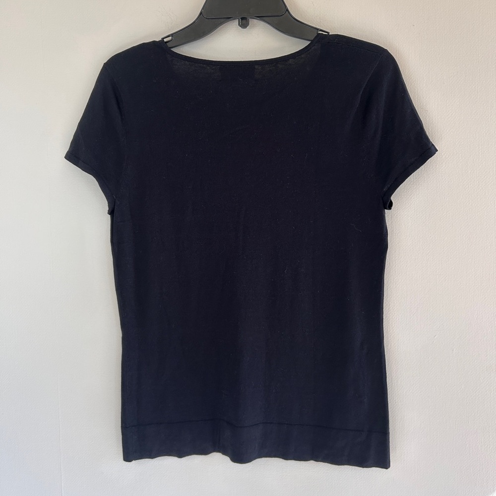 OSCAR DE LA RENTA Silk Blend Scoop Neck Tee Parisian Luxury Basic Top Size S / M - Picture 8 of 10